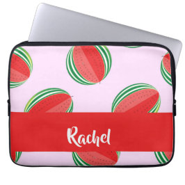 Funda Para Portátil Patrón de sandía en rodajas sobre rosa