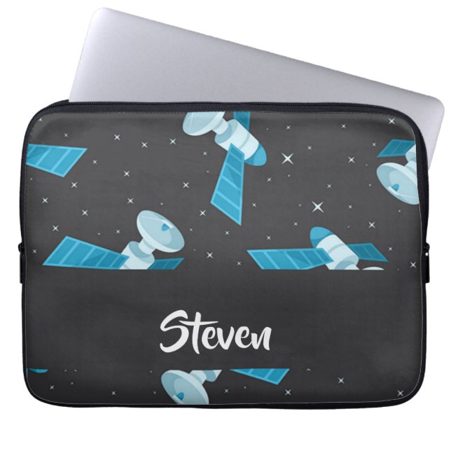 Funda Para Portátil Patrón de satélites del espacio azul (Frente)