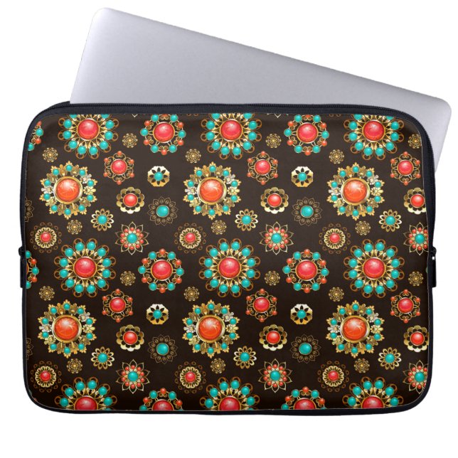 Funda Para Portátil Patrón de Seamless Brooches Étnicos (Frente)