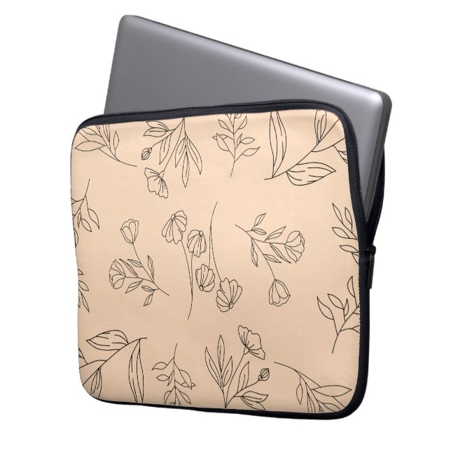Funda Para Portátil Patrón de silueta de flores (Anverso izquierdo)