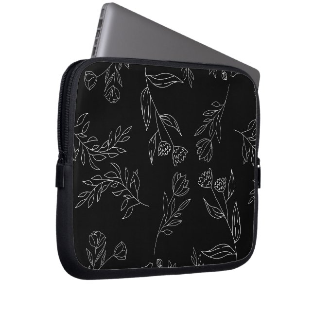 Funda Para Portátil Patrón de silueta de flores (Anverso derecho)