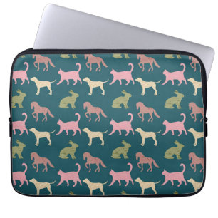 Funda Para Portátil Patrón de siluetas de animales de perro gato cabal