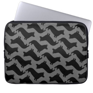 Funda Para Portátil Patrón de siluetas de Pembroke Welsh Corgi