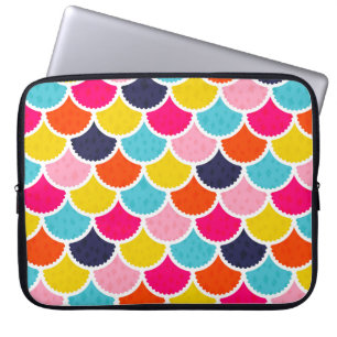 Funda Para Portátil Patrón de sirena vintage sin foco como pez colorid
