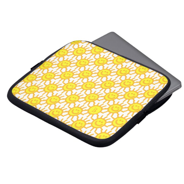 Funda Para Portátil Patrón de sol de sol de cara feliz amarillo person (Superior anverso)