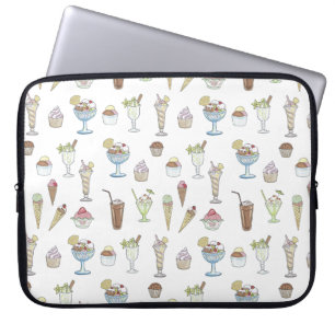 Funda Para Portátil Patrón De Sundae De Helado Blanco