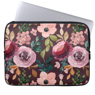 Funda Para Portátil Patrón de superficie floral-Moda Color de agua col
