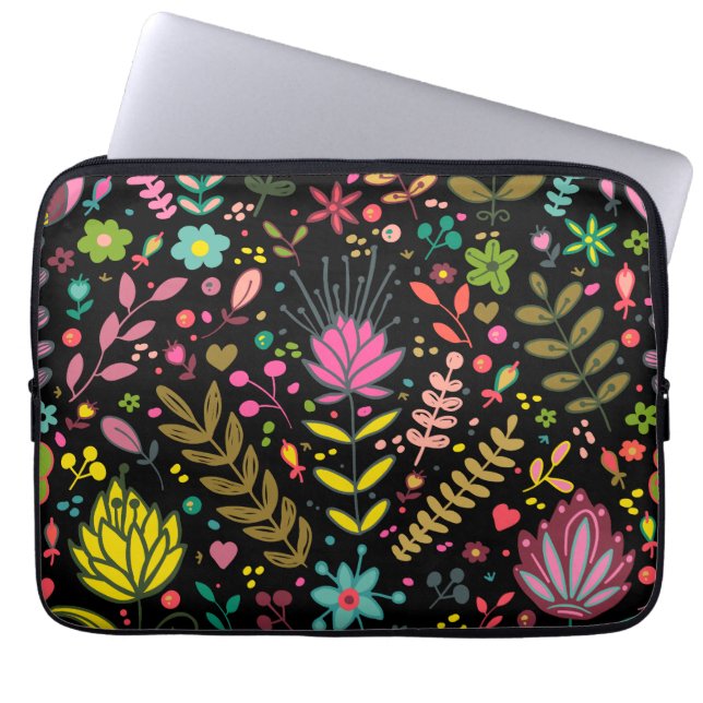 Funda Para Portátil Patrón de superficie floral - Papel de escritorio  (Frente)