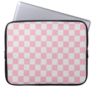Funda Para Portátil Patrón de tablero de cheques rosados + grises