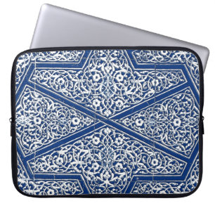Funda Para Portátil Patrón de tejas persas - azul cobalto y blanco