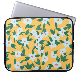 Funda Para Portátil Patrón de tela floral vintage de estilo pintado.