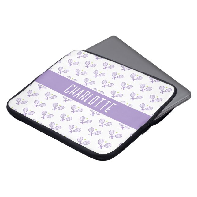 Funda Para Portátil Patrón de tenis Personalizado Nombre personalizado (Superior anverso)