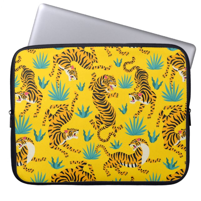 Funda Para Portátil Patrón de tigre asiático dorado (Frente)