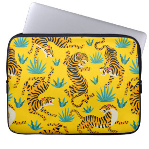 Funda Para Portátil Patrón de tigre asiático dorado