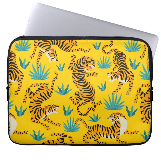 Funda Para Portátil Patrón de tigre asiático dorado (Frente)