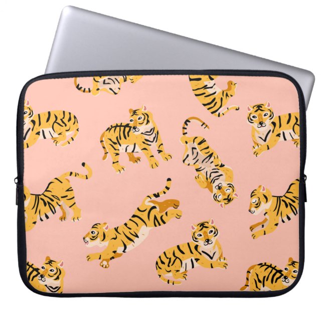Funda Para Portátil Patrón de tigres sin soldadura (Frente)