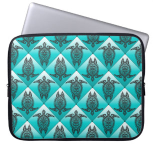 Funda Para Portátil Patrón de tortugas marinas chamánicas - cian