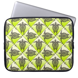 Funda Para Portátil Patrón de tortugas marinas chamánicas - verde
