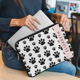 Funda Para Portátil Patrón de traza, garras de perro, negro y blanco, 