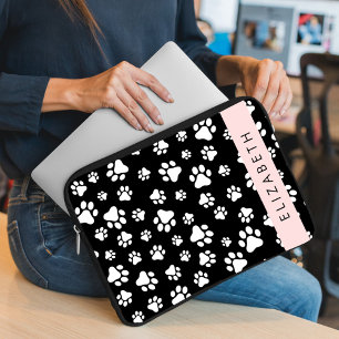 Funda Para Portátil Patrón de traza, garras de perro, negro y blanco, 