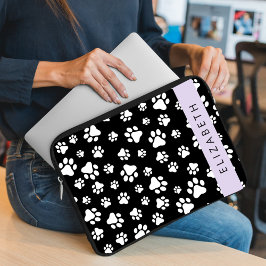 Funda Para Portátil Patrón de traza, garras de perro, negro y blanco,