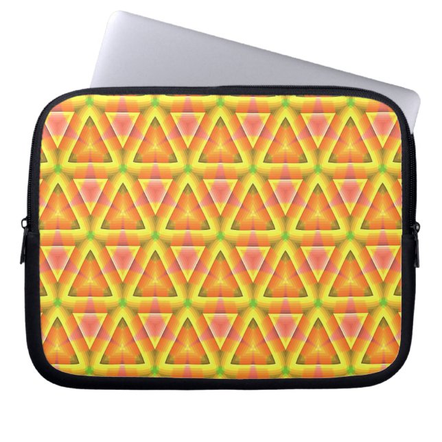 Funda Para Portátil Patrón de triángulo amarillo dorado (Frente)