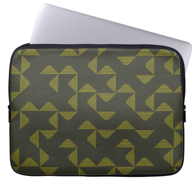 Funda Para Portátil Patrón de triángulos verdes, frescos, únicos y de  (Frente)