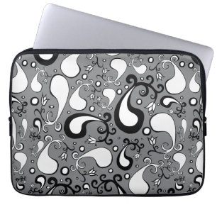 Funda Para Portátil Patrón de Tulip Paisley gris y blanco abstracto