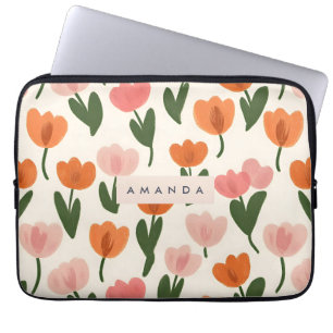 Funda Para Portátil Patrón de tulipán de manantial cúbico personalizad