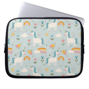 Funda Para Portátil Patrón de Unicornio de arcoiris pastel