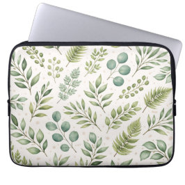 Funda Para Portátil Patrón de Vegetación al Acuarela | Hojas Botánicas