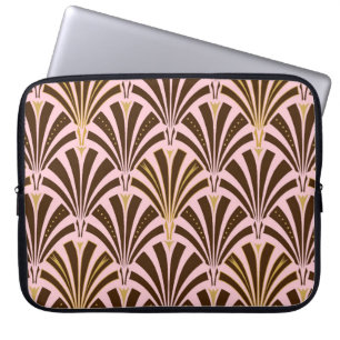 Funda Para Portátil Patrón de ventilador Art Decó - chocolate en rosa