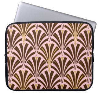 Funda Para Portátil Patrón de ventilador Art Decó - chocolate en rosa