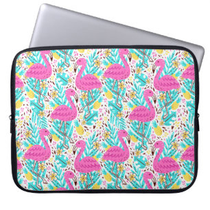 Funda Para Portátil Patrón de verano brillante con flamingo, corazone