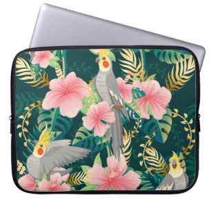 Funda Para Portátil Patrón de vintage de loro de Cockatiel