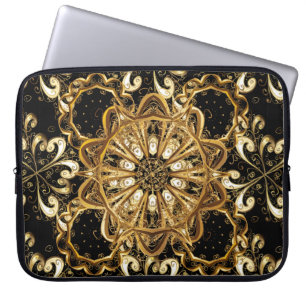 Funda Para Portátil Patrón de vintage sobre fondo negro con el color d