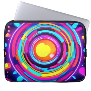 Funda Para Portátil Patrón de vórtice del círculo neón
