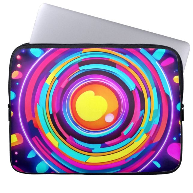 Funda Para Portátil Patrón de vórtice del círculo neón (Frente)