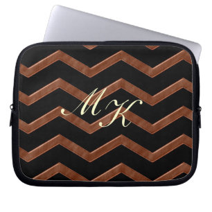 Funda Para Portátil Patrón de Zig Zag de Bronce Metálico