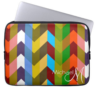 Funda Para Portátil Patrón de zigzag de chevron colorido Monograma per