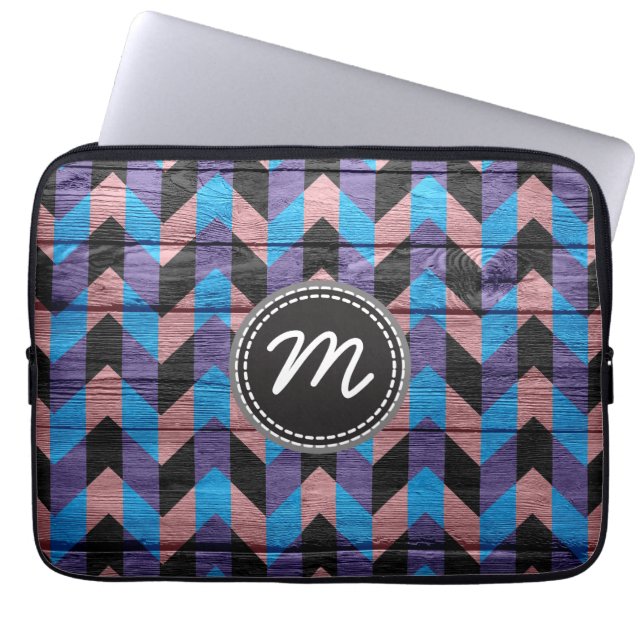 Funda Para Portátil patrón de zigzag de chevron retro (Frente)