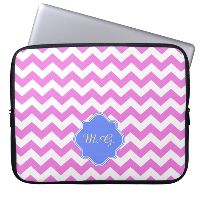 Funda Para Portátil Patrón de zigzag de chevron rosado (Frente)