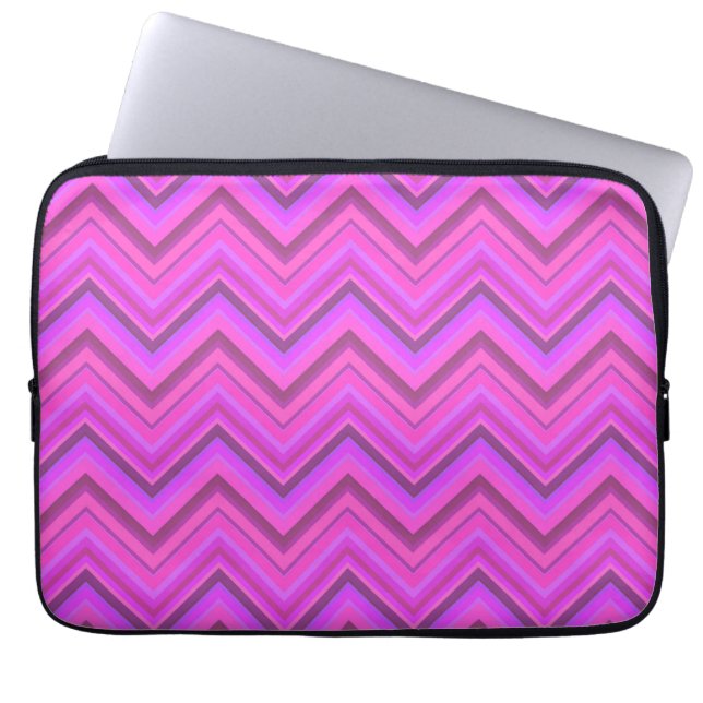 Funda Para Portátil Patrón de zigzag de rayas rosas (Frente)
