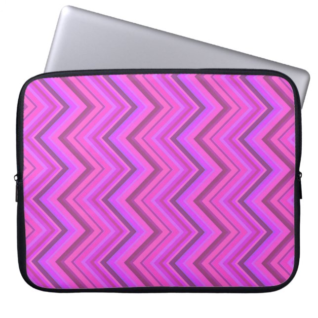 Funda Para Portátil Patrón de zigzag de rayas rosas (Frente)