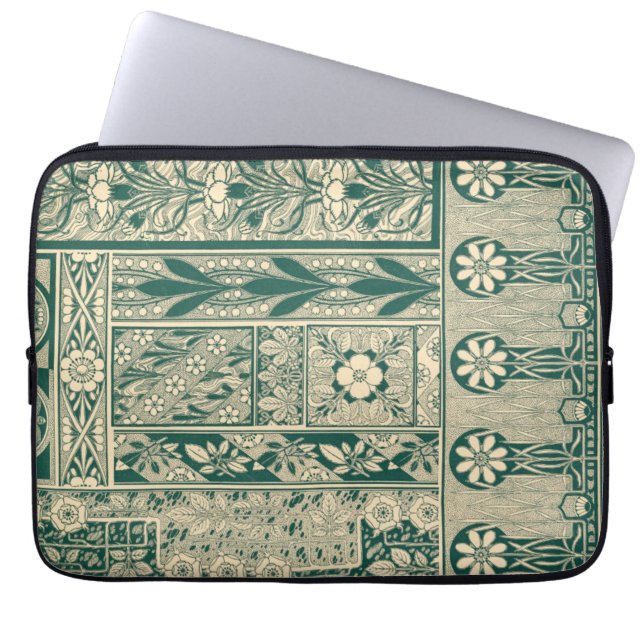 Funda Para Portátil Patrón decorativo de Art Nouveau botánico (Frente)
