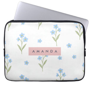 Funda Para Portátil Patrón Delicado de Flor Azul Azul Personalizado