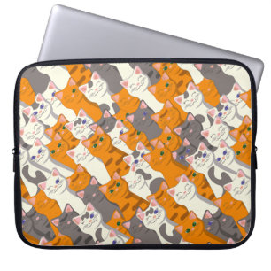 Funda Para Portátil Patrón diagonal del gato negro jengibre