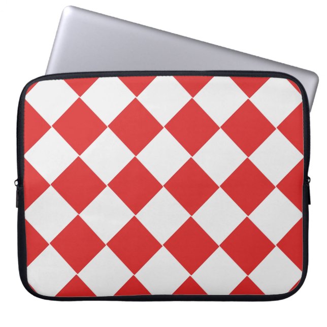 Funda Para Portátil Patrón diagonal trenzado rojo y blanco (Frente)