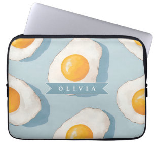 Funda Para Portátil Patrón Divertido Azul de Huevo Frito Personalizado