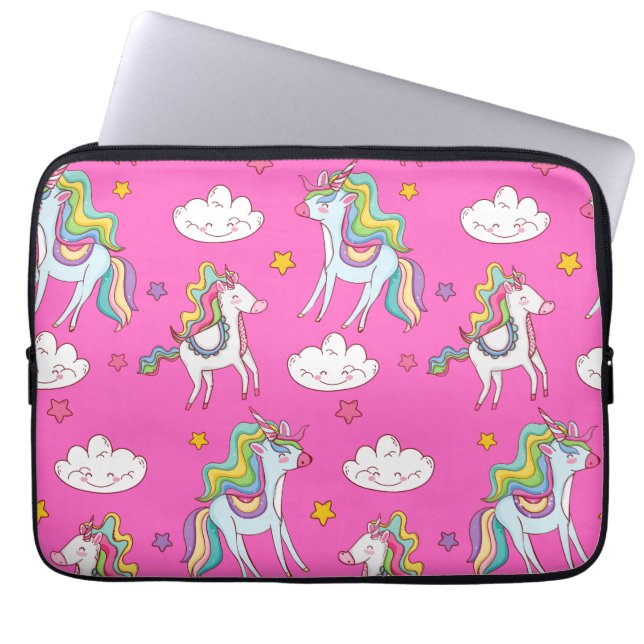 Funda Para Portátil Patrón divertido de unicornio (Frente)